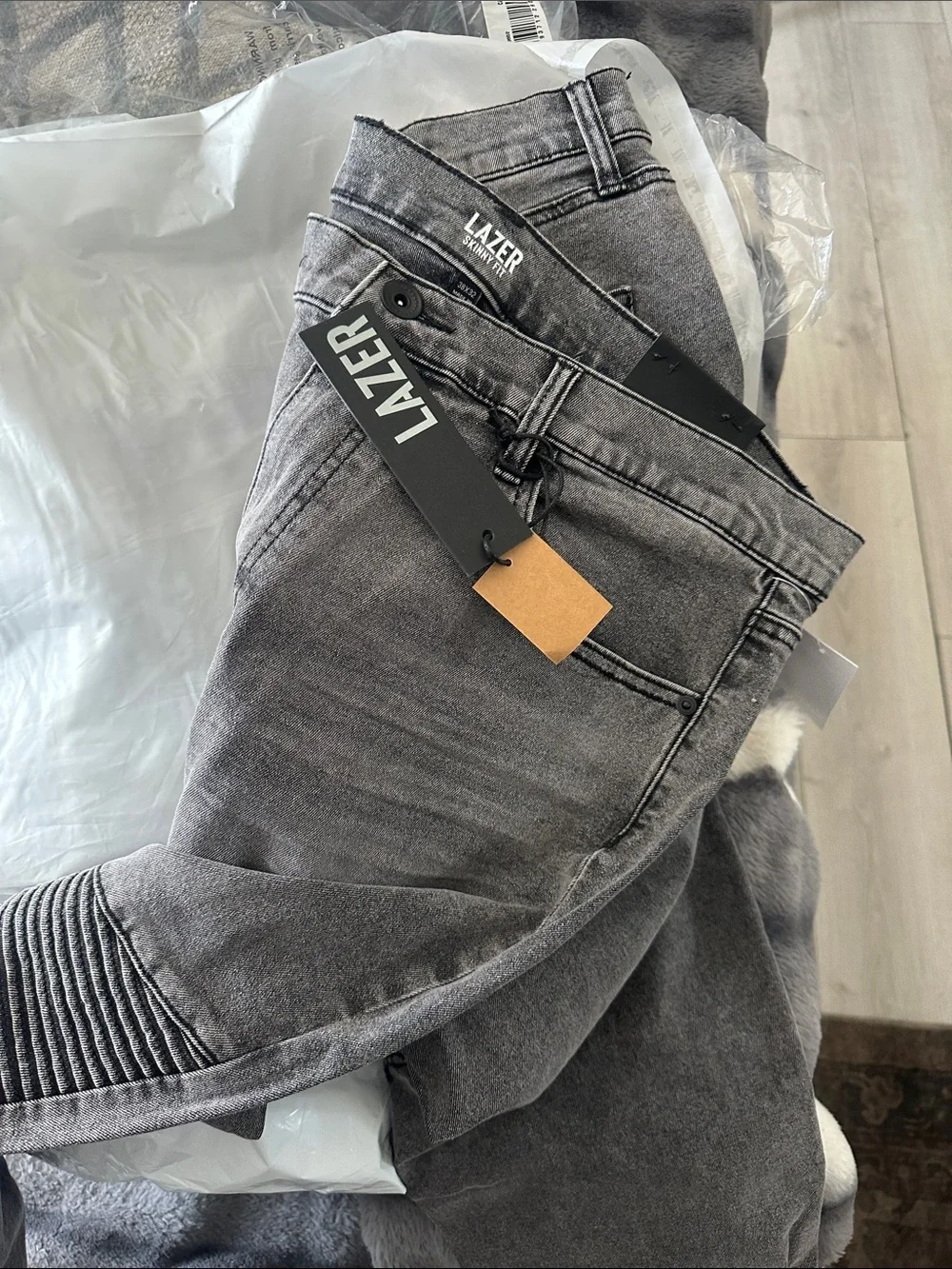 Lazer Men's Slim Skinny Jeans in Washed Gray